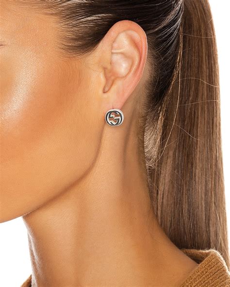 gucci silver interlocking g earring|gucci g motif earrings.